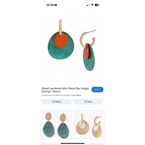 Robert Lee Morris Soho Women's Patina Layered Disc Huggie Hoop Earrings NWT - Picture 2 of 6